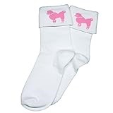 3 Big Notes - Adult Bobby Socks with Poodle Designs (Pink)