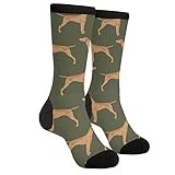 Green Vizsla Dog Men Women Funny Crazy Novelty Crew Tube Socks, Casual Athletic Sport Dress Socks