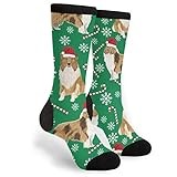 NGFF Rough Collie Christmas Holiday Men Women Casual Crazy Funny Athletic Fancy Novelty Graphic Crew Tube Socks Moisture Wicking Gift