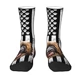 MREUSAP Dogs 365 Leonberger Best Dog Dad Ever American Flag Crew Socks Mid-Calf Athletic Socks Boot Socks Soft Non-Slip Stockings for Men Women Novelty Gifts