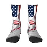 EGVGXIR Bull Terrier Dog America Flag Funny Mid Socks Crew Athletic Socks Novelty Cozy Casual Sock Crazy Gifts for Unisex