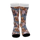 UTRSIFB Men's All Season Mid Calf Socks, Soft Cozy Dress Decor Boots Socks, Fashion Breathable Stockings Nova Scotia Duck Tolling Retriever American Flag Dog