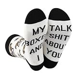 CENWA 1 Pair Boxer Dog Print Socks for Women & Men - My Boxer And I Talk Shit About You Socks Gift for Dog Lover (Cotton)