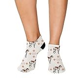Speedy Pros No Show Socks Borzoi Dog Bones Paws Polyester Ankle Socks Women & Men Crazy Fun Socks 1 Size