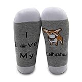 MBMSO Funny Chihuahua Gifts 2 Pairs I Love My Chihuahua Socks Chihuahua Dog Lover Gifts Novelty Chihuahua Socks Chihuahua Mom Gifts for Women (2 pairs Chihuahua socks) ,Large