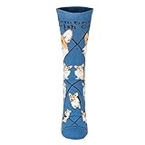Pembroke Welsh Corgi Dog Blue Cotton Ladies Socks Adult Shoe 6-8.5 / Adult Sock 9 -11