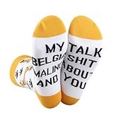 CENWA 1 Pair Belgian Malinois Dog Socks My Belgian Malinois and I Talk Shit About You Socks Gift for Dog Lover (US, Alpha, Medium, Regular, Regular, Belgian Malinois Dog)