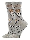 WHD Wire Fox Terrier Socks for Women (Gray Heather, Medium)
