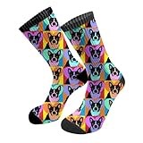 MOLIAN Cartoon Boston Terriers Bulldog Athletic Crew Cushion Socks Unisex Breathable Mid-Calf Socks for Running Workout