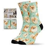 ZZRIUP Dogs Socks for Women Men, Pomeranian Gifts for Dogs Lover, Dog Mom Gifts for Women Wife, Dog Dad Gifts