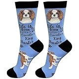 E&S Pets Pet Lover Socks - Dog Socks - Cat Socks - Fun Pet Lover Gifts - Cute Crew Socks - Unisex Novelty Socks - One Size Fits Most (Cavalier King Charles)