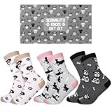 Breathffy 3 Pairs Schnauzer Socks Set with Gift Box Funny Cotton Dog Socks for Pet Lover Cute Christmas Dog Gifts Christmas Stocking Stuffers Pink Gray Brown for Unisex Men Women Gifts
