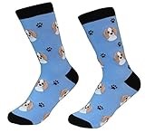 Cavalier King Charles Spaniel Socks - Fun Unisex Socks - Crazy Pet Lover - Novelty Socks Funny Gifts for Dog Lovers - Cute Dog Pattern - Casual Crew Socks - One Size Fits most