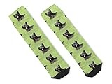 Black Skye Terrier on A Green Grass Sock - Soft and ultra-comfortable Birthday Gifts Socks
