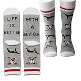 PXTIDY 2 Pairs Greyhound Socks Greyhound Dog Owner Gift Life Is Better With A Novelty Crew Socks Greyhound Gift Pet Owner Rescue
