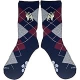 YourBreed Clothing Company Embroidered Papillon Black & White Argyle Socks