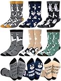 ShinyMatch 6 Pairs Funny Dog Socks for Men Novelty Corgi Pug Husky Crew Socks Birthday Christmas Gift for Puppy Dog Lovers(Husky)