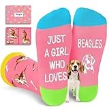HAPPYPOP Funny Beagle Socks for Women - Beagle Gifts for Dog Lovers, Dog Mom Gifts In Pink