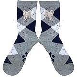 YourBreed Clothing Company Embroidered Samoyed Argyle Socks