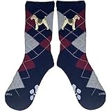 YourBreed Clothing Company Embroidered Wire Fox Terrier Argyle Socks