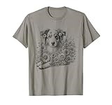 Floral Australian Shepherd Dog Aussie With Flowers Design T-Shirt for Men Women