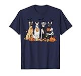 Cute Great Dane Dogs Ghost Witch Mummy Halloween Pumpkins T-Shirt