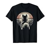Vintage Akita Dog Retro Sunset Scene Art Design Men Women T-Shirt