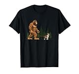 Funny Boston Terrier Bigfoot Dog Walking Dog Mom Dad Kids T-Shirt