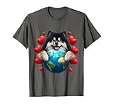 Black Finnish Lapphund Dog Earth Day Hug Love Owner Planet Men Women Kids T-Shirt