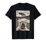 French Bulldog and UFO - Funny UFO and French Bulldog Selfie T-Shirt for Men Women Kids