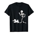 Funny Halloween Bichon Frise and Skeleton T-Shirt