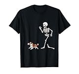 Funny Halloween Cavalier King Charles Spaniel and Skeleton T-Shirt