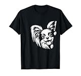 Cute Peeking Papillon Dog Graphic Design T-Shirt