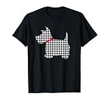Scottie Dog Scottish Terrier T Shirt Black White Plaid Men Women Girls Kids T-Shirt