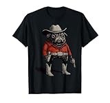 Cowboy Pug Dog Funny Western Outfit Red Pug Cowboy Meme T-Shirt