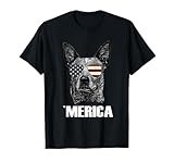 Merica Australian Cattle Dog with USA flag sunglasses Gift T-Shirt