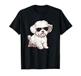 Cute Bichon Frise Dog Sunglasses T-Shirt for Men Women Girls Kids