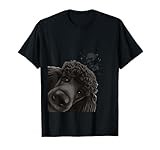 Funny Curious Dog Black Standard Poodle Men Women Girls Kids T-Shirt