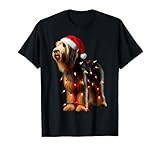 Otterhound Dog Santa Hat Christmas Lights Owner Mom Lover T-Shirt
