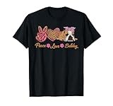 Peace Love English Bulldog Funny Puppy Dog Mom Mother's Day T-Shirt