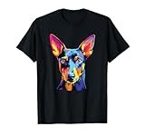 Watercolor Colorful Manchester Terrier Dog T-Shirt, Small, Black