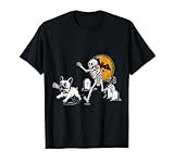 Skeleton Chasing French Bulldog Halloween Dog Mom Pet Lover T-Shirt