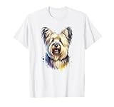 Skye Terrier Dog Watercolor Artwork T-Shirt