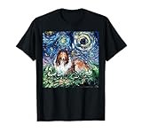 Standard Rough Collie Starry Night Dog Animal Art by Aja Men Women Girls Kids T-Shirt