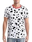 Funny World Men's Dalmation Shirt Red Collar Spotted Dog Dalmatian Costume Animal T-Shirts, Black/White, X-Large
