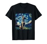 Dog in starry night van gogh Belgian Malinois T-Shirt