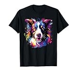 Watercolor Colorful Border Collie Dog Men Women Girls Kids T-Shirt