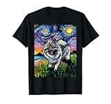 Keeshond Starry Night Impressionist Dog Art by Aja T-Shirt