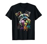 Mini Miniature Schnauzer Face Colorful Dog Art Black T-Shirt
