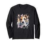 Colorful Jack Russell Terrier watercolor art Long Sleeve T-Shirt